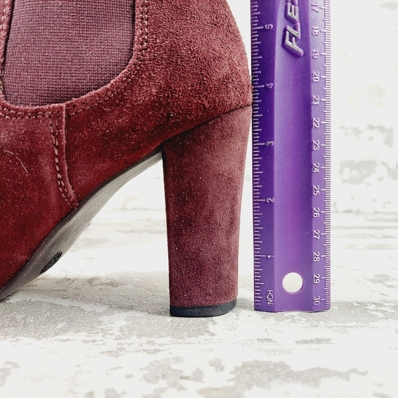 Esmara by Heidi Klum Burgundy Red Block Heel Elastic Gore Ankle Boots C110 - Picture 9 of 12